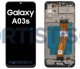 Samsung Galaxy A03S Black Οθόνη με Μηχανισμός Αφής και Πλαίσιο SM-A037G GH81-21233A